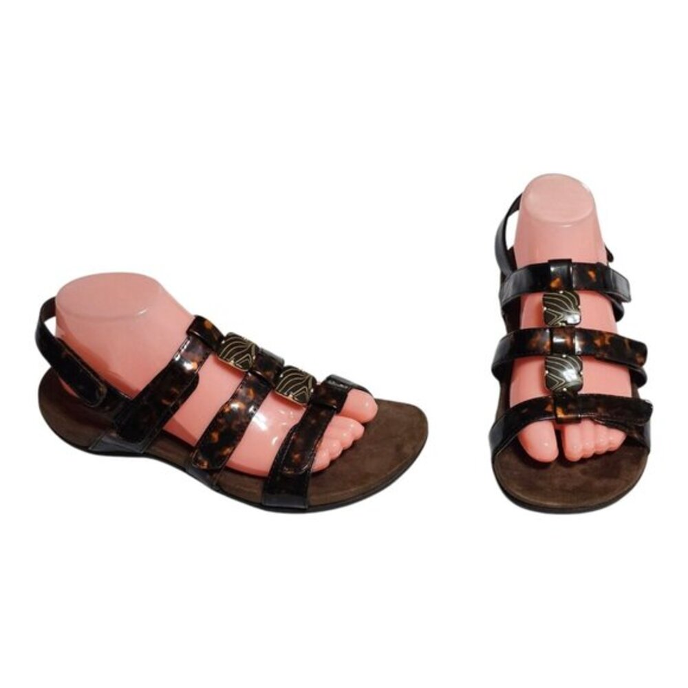 Vionic Women’s Amber‎ Sandals Brown Tortoise Shell Size 8 Strappy - READ